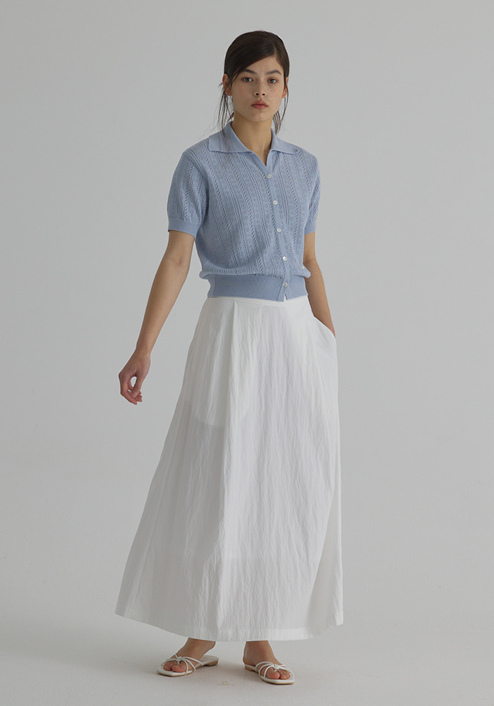 Cotton Flare Long Skirt_Ivory